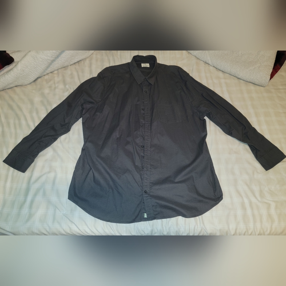 Mutual Weave Men's Dark Gray Button-Up Long-Sleeve Shirt